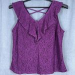 Skies Are Blue Size XL Purple Lace Ruffle Blouse Sleeveless Top V Neck Strappy Photo 0