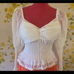NWOT Smocked waist long sleeve Lace top in white size S/M Photo 4