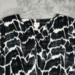 Chico's  Shirt Women Medium Black White Animal Print Tie Front Casual Edgy Neutral Photo 3