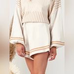 Lucca Couture NWT Lucca HYGEA STRIPE SWEATER SHORTS BEIGE Neutral sz Medium Photo 1