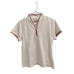 EP Pro Tour Tech Medium Polo Shirt Short Sleeve Half‎ Zip Striped Cuffs Womens White Photo 1