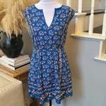 J.Crew  Blue 100% Silk Vintage Scarf Floral Mini Dress Size 4P Photo 4