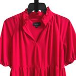 MSK Women's Red Tiered Ruffle Neck Short Sleeve Boho Chic Dress Size S Photo 2