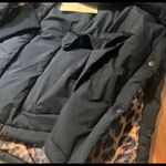 Halogen NWT Black and Cheetah Print Hooded Puffer Jacket Photo 3