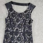 DKNY Jeans Lace Dress Womens 4 Black Faux Leather Trim Cotton Blend Sleeveless Photo 14