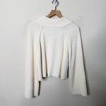 Free People  Off-White Greta Half Zip Cropped Sweater Womens Size L Photo 8