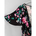 EXPRESS  Women's Black Multicolor Floral Print Plunging V-neck Bodysuit Size M Photo 2