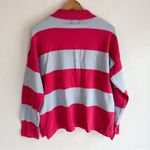 Anthropologie  Maeve Rugby Polo Sweater Pink Blue Small Preppy Photo 3