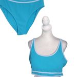 AI'IMAGE Blue Bikini with Light Blue Trim and High Waist Bottoms NWT Size 2XL Photo 0