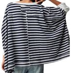 Free People We the Free Main Squeeze V Neck Sweatshirt WHITE/NAVY Photo 3