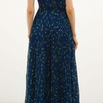 Self Portrait NWOT  Blue Crescent Chiffon Midi Dress Cut Out Back Ruffle Size 6 Photo 3