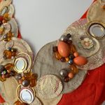 Vintage Medium Dress Y2K beaded Cocktail Dress Fall Rene Derhy Paris RARE Large Orange Photo 10