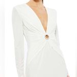 Mac Duggal IEENA FOR  Gathered Pearl Long Sleeve Keyhole Gown Photo 1