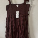 Urban Outfitters NEW  Smocked Tie Strap Pleated Baby Doll Brown Dress Size‎ Large Photo 0