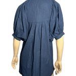 Never A Wallflower Women’s XS Navy Blue Gold Metallic Stripe High Neck Dress Photo 5