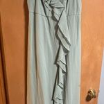 David's Bridal  Light Green Ruffle Maxi Dress Photo 0