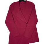 Eileen Fisher Berry Red Cardigan Petite Large PL | Silk Cotton Open Front Jacket Photo 0