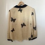 Vintage Blouse Satin Buttoned Gold Black Butterfly Print Sleep Top Chic Stylish Size undefined Photo 1