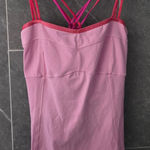 Alo Yoga Alo Coolfit Built In Bra Pink Criss Cross Back Tank Top Size Medium Photo 0