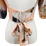 Karina Grimaldi Karina Girmaldi Linen Open Back Crop Top Wrap Tie Floral Peach Pink Size XS Photo 2