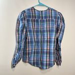 Isabel Marant  Esmee Twisted Plaid Puff Shoulder Blouse in Blue Pink Green‎ Photo 10