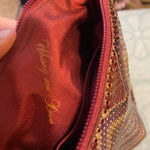 Whiting & Davis Vintage  Purse Plum Metallic Leather Chevron Crossbody Bag Photo 4