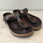Birkenstock Gizeh Sandals Womens Size 37 Black Metallic Leather Comfort Shoes Photo 0