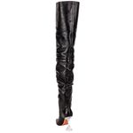 Amina Muaddi Olivia Glass Thigh High Nappa Boots in Black 37.5 Womens Heels Photo 2