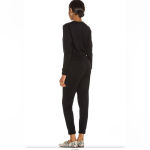 Beyond Yoga Black Overlapping Long Sleeve Fleece Jumpsuit Large Photo 2