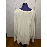 Free People Women’s Small Off White Oversized V-neck Pullover Knit Sweater Photo 1