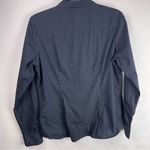 H&M  Navy Polka Dot Button Up Shirt, Stretch Cotton Blend, Business Casual, 14 Photo 8