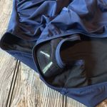 Cupshe Navy One-Shoulder Swimsuit NEW medium mesh detail tummy flattering Photo 2