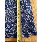 Vintage 90s Lacy Blue Embellished Sequin Paisley Print Dress Party Cocktail SzM Size M Photo 7