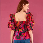 Farm Rio NWT POP LEOPARDS Short Sleeve Top BLOUSE Pink S Photo 3