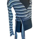 Free People  wrap tie striped ribbed long sleeve crop top Photo 0