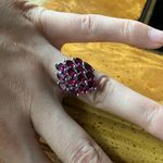 Natural Rhodolite Garnet Sterling Silver Cocktail Ring Size 6.75 Photo 3