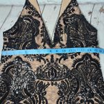 Free People  Black Night Shimmer Mini Dress Sequin Lace V Neck Size 6 OB553497 Photo 9