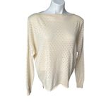 Vince  Ivory Pointelle Wool Cashmere Boatneck Drop Sleeve Sweater, Sz S Photo 5