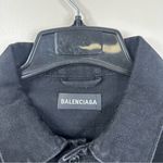 Balenciaga Denim Jacket Womens 44/ Large Black Embroidered Crew Logo Trucker Photo 5