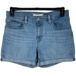 Levi's Levi’s SZ 30 Mid-Length Jean Shorts Zip-Fly Mid-Rise Stretch Cuffed Light Wash Photo 0
