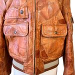 Vintage Casablanca Patchwork Zig Zag Stitch Leather Bomber Jacket Brown Size 42 Photo 2