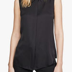 Theory Tanelis Silk Blouse Black Sleeveless Collared Women’s size Small Petite Photo 0