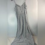 a.n.a  L Sleeveless Striped Button Down Midi Dress Gray n White Photo 2