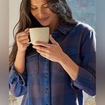 NWT Outerknown Blanket Shirt Dress in Navy/Plaid $168 MSRP Blue Photo 1