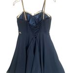 Alyce Paris  Navy and Gold Formal Mini Dress Size 4 Prom Wedding Photo 1