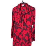 CAbi Red Floral Print Long Sleeve Button Up Collared Midi Dress Small Photo 1