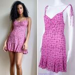 Free People NEW‎ Intimately  Caught Up Printed Slip Dress, Pink, Large Photo 2