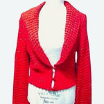 Cool Attitude Red Sequin Knit Cropped Cardigan Sweater with Flare Sleeves
Size S Photo 0