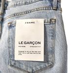 frame denim NWT Frame Le Garcon Hideaway Raw Hem Patched Distressed Jeans in Light Wash Photo 12