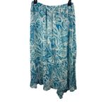 JW Style Turquoise White Floral Ruffle Asymmetrical Elastic Waist Skirt XL Blue Photo 2